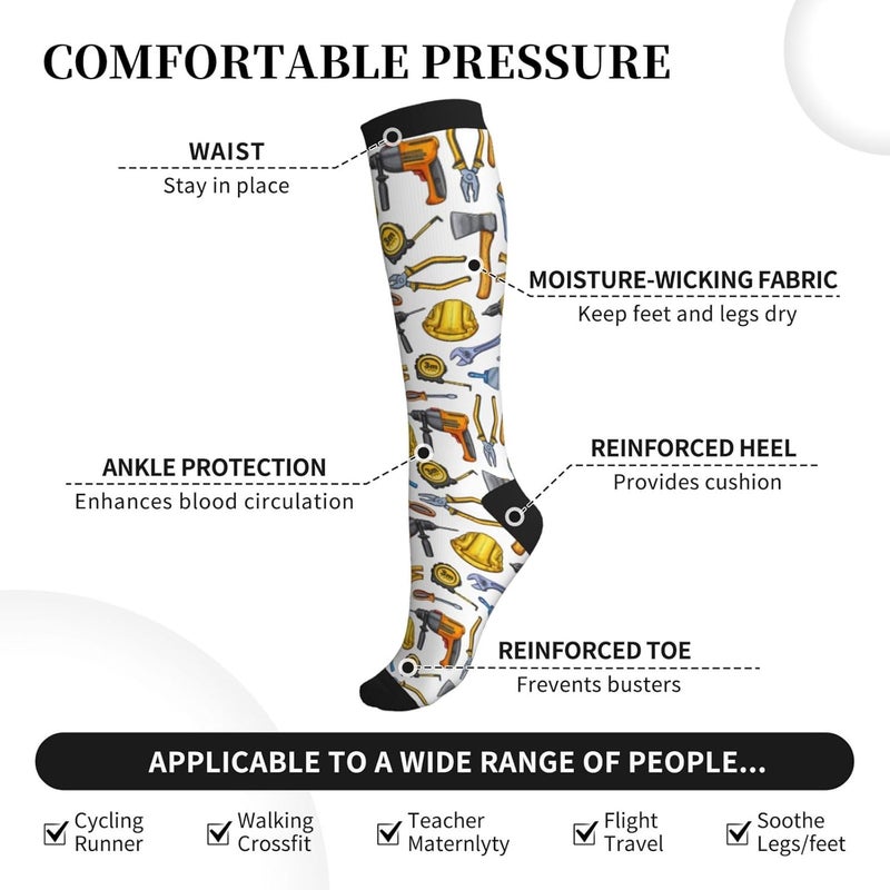 bassyil Compression Socks for Women & Men Circulation 15-20 mmHg Knee High Best Support for Nurses Travel Running Athletic - Image 2